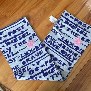 Diesel Blue and White Patterned Scarf